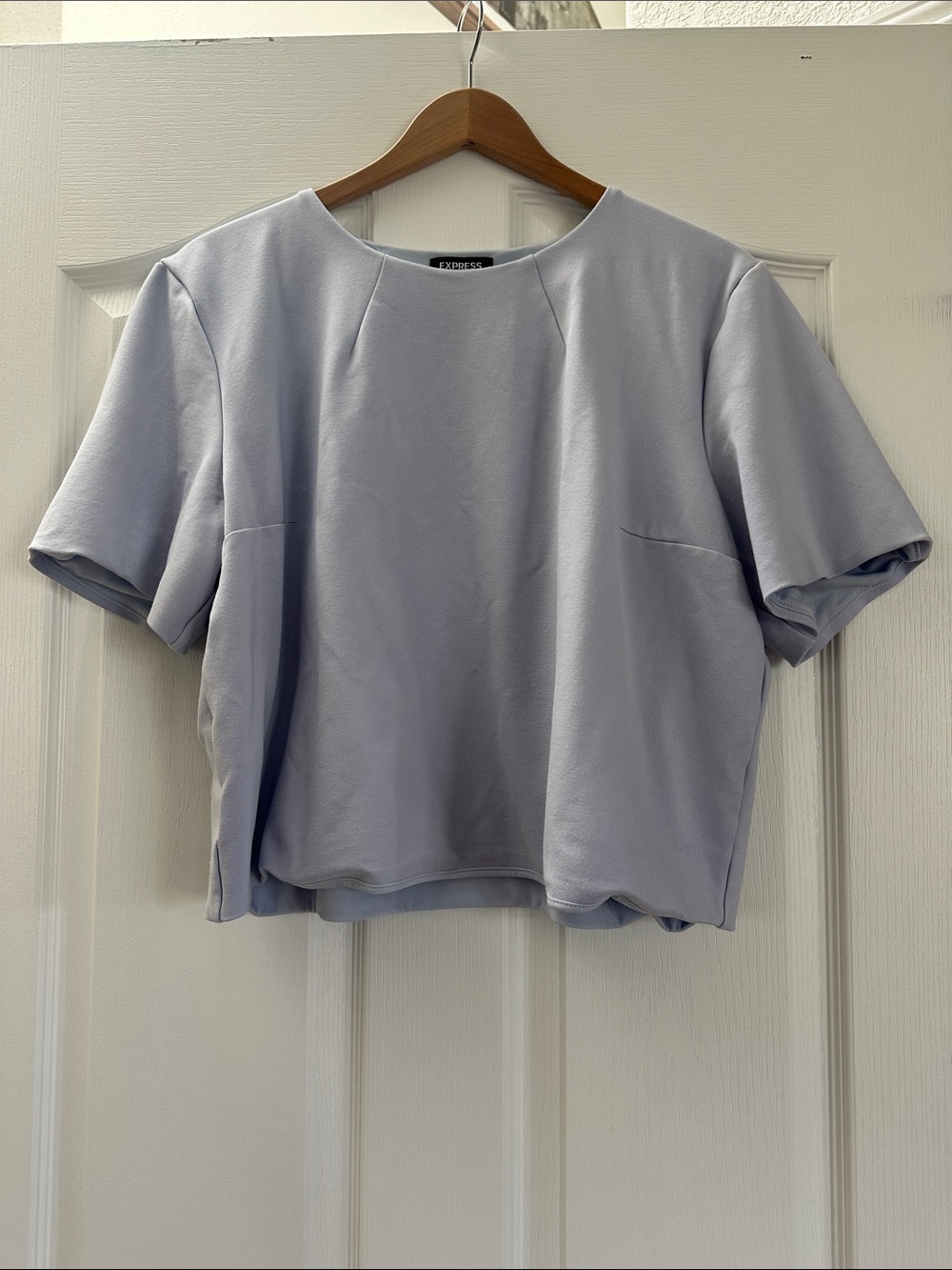 Express Lavender Boxy Short Sleeve Crop Top